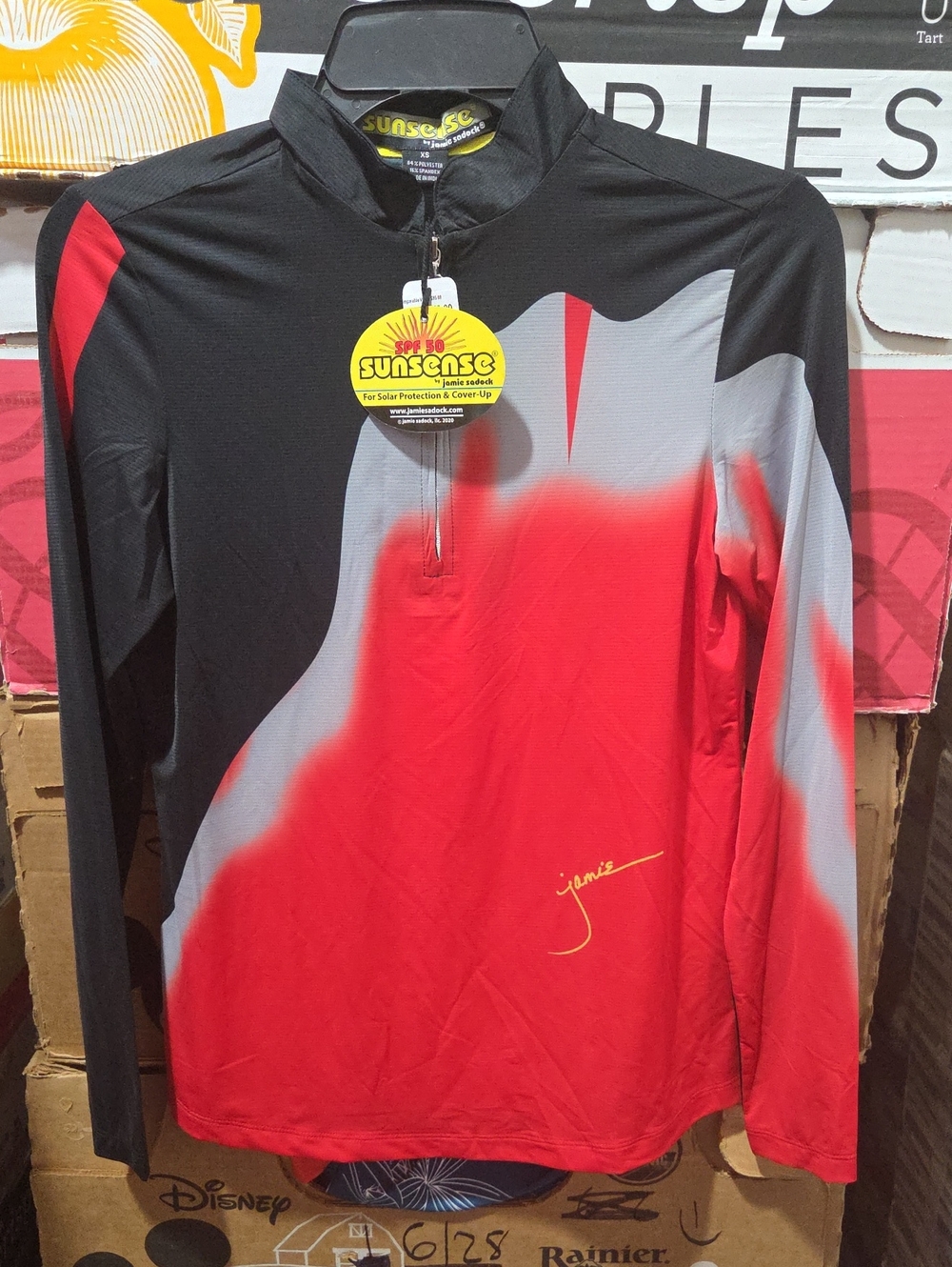 jamie sadock Red, Black & Gray Long-Sleeve Performance Shirt
